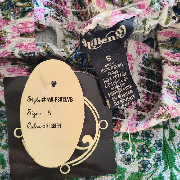 Millenium Boho Chic Mixed Print Dress Tunic Sz S Bell Sleeve Peasant Festival - Picture 4 of 7